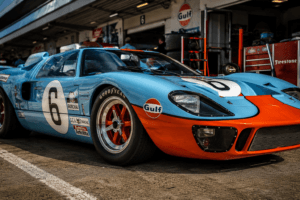 Classic race car livery showing bold colors and racing design details